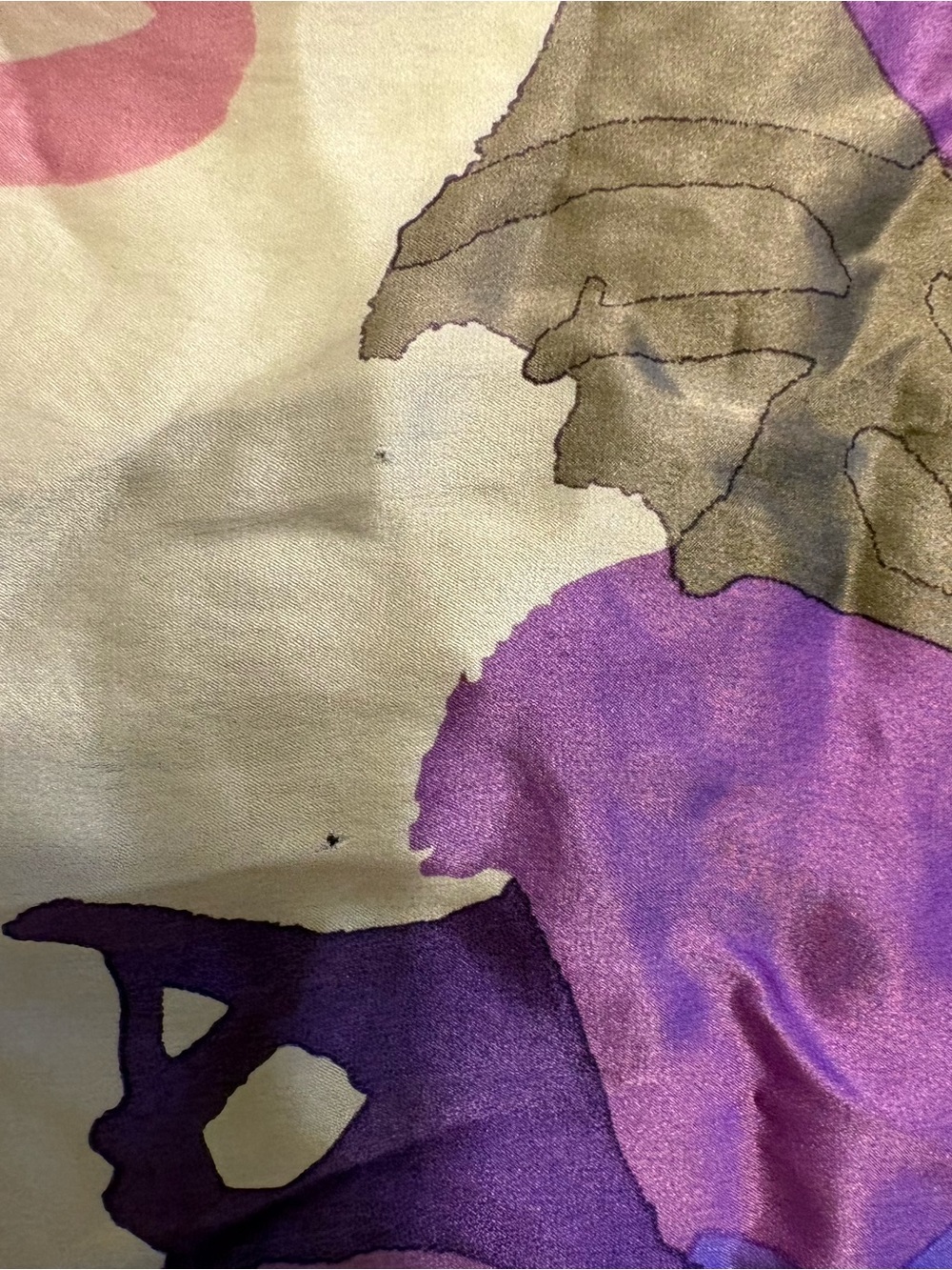 Anne Klein Purple and Pink Floral Silk Scarf with Cream Accents - Picture 6 of 6